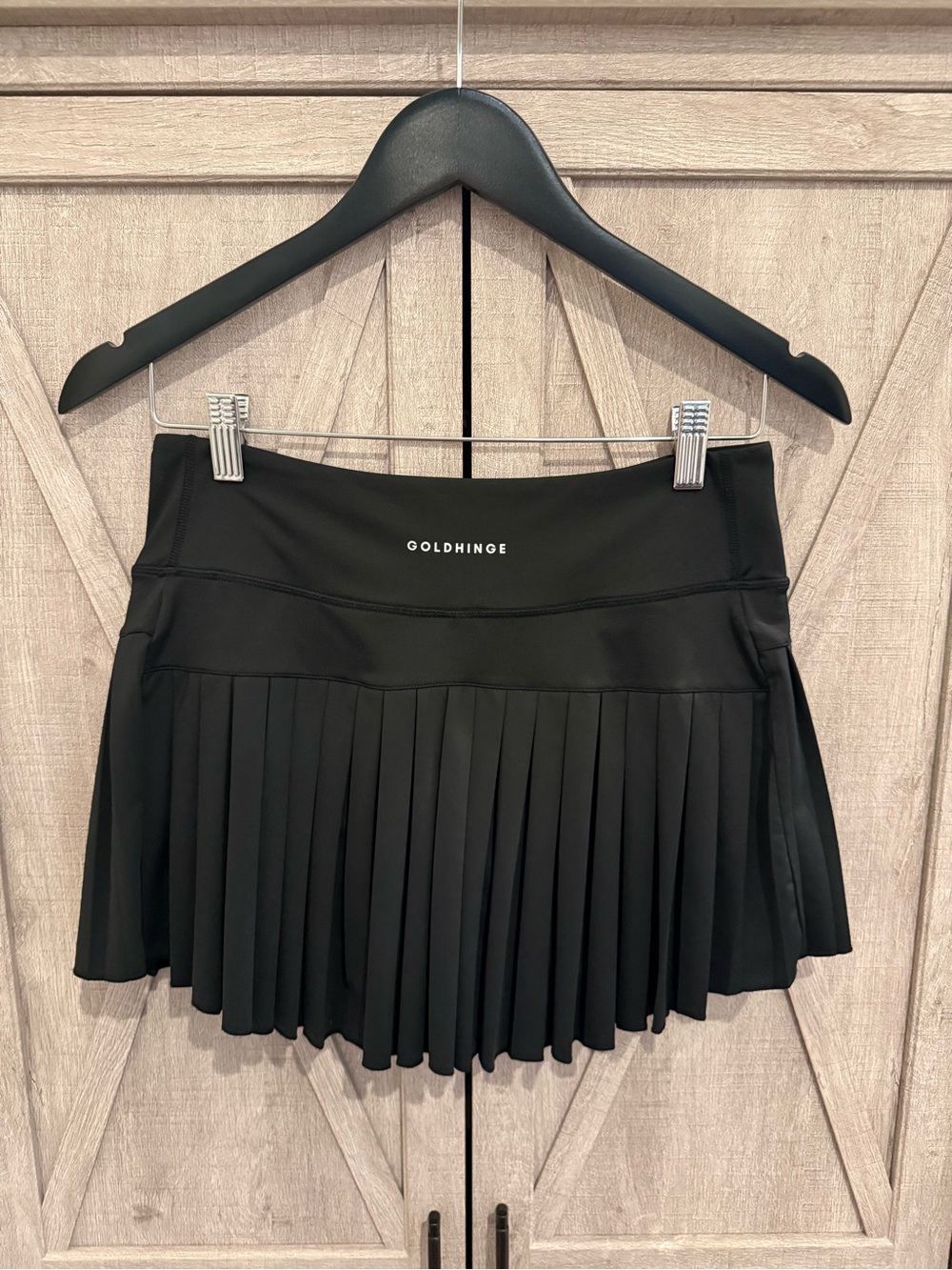 Gold Hinge Black Pleated Athletic Skort